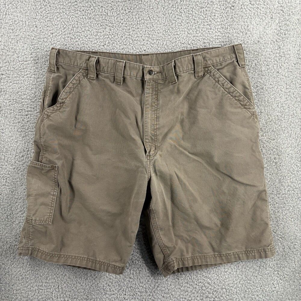Carhartt Mens 44x10 Brown Canvas Carpenter Cargo Utility Workwear Shorts B147